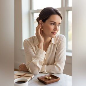 South Sea Pearl Drop Earrings 12–12.8mm Champagne | 14K Gold